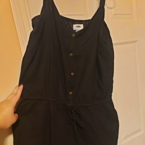 Black linen romper